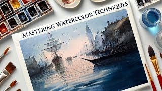 watercolor Tutorial  Seascape and Water Reflections [upl. by Templas]