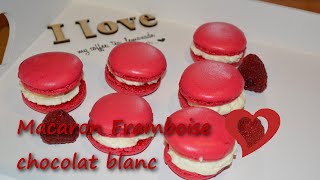 Recette MACARON framboise ganache chocolat blanc inratable [upl. by Neeruan276]