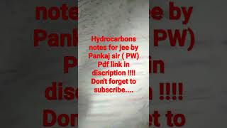 hydrocarbons notes by Pankaj sir for jee advance pdf link in discription jee short iit [upl. by Oileduab]