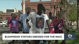 Bloomsday statues dressed for the race [upl. by Naerb644]