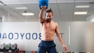 15 Minute Full Body Kettlebell Fat Burner  The Body Coach [upl. by Ardiedal]