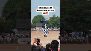 Daredevils stunts at Know Your Army event Raipur army india forceindia indianarmy raipur [upl. by Etteuqram]