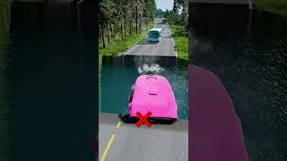 Bus vs water pit 29  carsvswaterpit beamngdrive doubleflatbedtrailertruckvsspeedbumps [upl. by Arenahs]