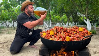 I Cooked Live Crayfish in a Cauldron over a Fire The Best Beer Snack [upl. by Lusar]