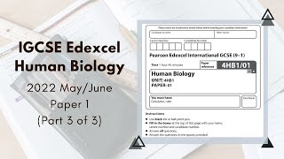 2022 MayJune Paper 1 IGCSE Human Biology 4HB1  Part 3 of 3 Q7Q9 [upl. by Swane542]