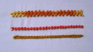 Hand Embroidery  Chain Stitch  3 Different Chain Stitch  Basic Chain Stitches [upl. by Zavala]