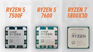 Ryzen 5 7500F vs Ryzen 5 7600 vs Ryzen 7 5800X3D w RTX 4090 Test in 7 games [upl. by Grimonia82]