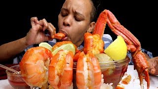 COLOSSAL PRAWNS SNOW CRAB SEAFOOD BOIL MUKBANG [upl. by Geesey]