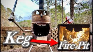 🔵Use an OLD KEG into a Chiminea Fire Pit  DIY Deck Chiminea Outdoor Fireplace  Teach a Man to Fish [upl. by Satterfield]