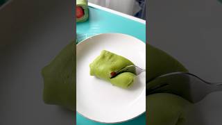 Matcha strawberry crepe wrap shorts crepe dessert recipe [upl. by Pesek]