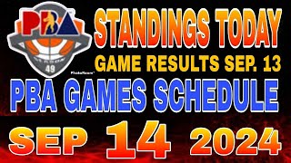 PBA standings today as of September 13 2024  Pba Game results  Pba schedule September 14 2024 [upl. by Anam]