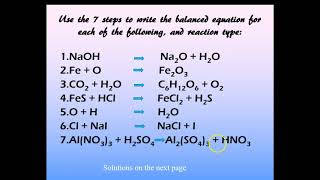 Balancing Equations and Identifying Reaction Type [upl. by Aliak]