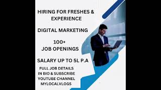 100 Digital Marketing Jobs for Freshers Apply Now digitalmarketing digitalmarketingjobs [upl. by Tamqrah]