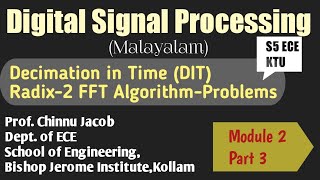 Module 2Part 3Digital Signal Processing Decimation in Time FFT AlgorithmProblem Solving KTU [upl. by Mady14]