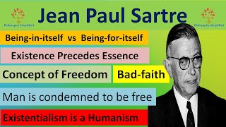 Sartre  Existence precedes essence  Freedom  Bad Faith  Philosophy Simplified [upl. by Anay490]