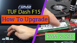 How to InstallUpgrade RAM and m2 SSD in ASUS TUF Dash F15 Gaming Laptop NVMe only [upl. by Glanville]