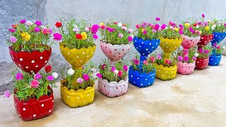 Ideas to recycle plastic bottles to make beautiful twotiered flower pots [upl. by Ymer]