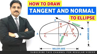 HOW TO DRAW TANGENT AND NORMAL TO ELLIPSE  ENGINEERING DRAWING  ENGINEERING GRAPHICS [upl. by Tadeas]