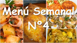 Menú Semanal Nº 4 5 Recetas Fáciles para cada día de la Semana [upl. by Franek]