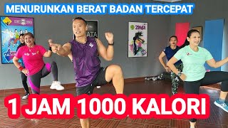 AEROBIK PENURUNAN BERAT BADAN  1 JAM BAKAR 1000 KALORI [upl. by Samella439]