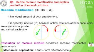 Define racemic modification and resolution of racemic mixture by Shom Prakash Kushwaha HYGIA INDIA [upl. by Janice493]