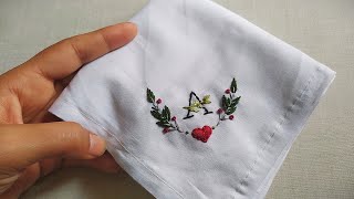 How to Embroder on handkerchief  Letter Embroidery on handkerchief  Lets Explore [upl. by Nata]