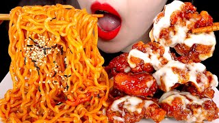 ASMR SPICY FRIED CHICKEN SPICY FIRE NOODLES 양념치킨 불닭볶음면 먹방 MUKBANG EATING SOUNDS 咀嚼音  ZOEY ASMR [upl. by Alarick]