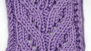 How to Knit  Lace Stitch Leaves Rib  Knitting Stitch [upl. by Mitchell125]