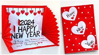 DIY New year pop up card 2024  Happy New year greeting card making  How to make new year card [upl. by Norma]