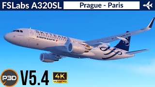 P3D v54 FSLabs A320 SL Air France  Prague to Paris  VATSIM Full flight  4K Ultra HD [upl. by Frolick973]