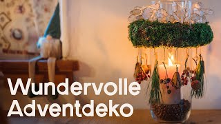 DIY Adventliches Windlicht mit Mooskranz und Naturmaterialien für gemütliche Winterabende 😍 [upl. by Lindemann]