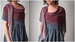 Free Shawl Knitting Pattern  How to Knit a Shawl Video Tutorial Warm Hug [upl. by Eirehc]