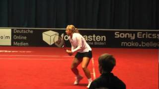 Sabine Lisicki amp Samantha Stosur double service game  Porsche Tennis Grand Prix 2011 [upl. by Nivan530]