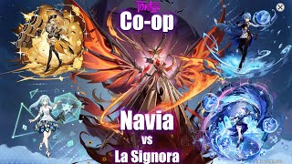 Random coop Navia Faruzan Ganyu amp Furina vs La Signora [upl. by Nanyk939]