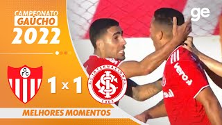 GUARANY DE BAGÉ 1 X 1 INTERNACIONAL  MELHORES MOMENTOS  11ª RODADA GAÚCHO 2022  geglobo [upl. by Lesak]