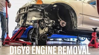 CIVIC ENGINE REMOVAL  D16Y8 out [upl. by Aprile465]