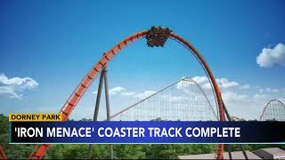 Dorney Parks Iron Menace roller coaster track complete [upl. by Tiraj208]