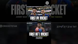 Mayank Yadav  First International Wicket  WL Adam mayankyadavbowling wladam cricket t20i [upl. by Nosduh383]