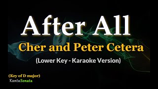 After All  Cher and Peter Cetera  Lower Key  Karaoke Version [upl. by Ariec664]