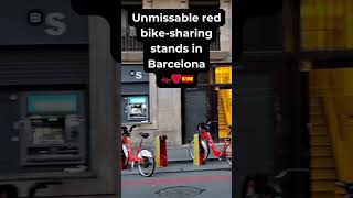 Barcelonas Red Bike Stands More Than Just a Convenience 🚲❤️🇪🇸 BikeSharing Barcelona LaRambla [upl. by Stinson]