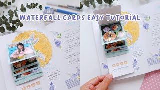 how to make waterfall cards 🍄 cute journal with me  waterfall card tutorial [upl. by Suoirred]