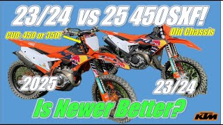 Old vs New 202324 KTM 450SXF vs 2025 KTM 450SXF Is the Updated Chassis Better [upl. by Neemsaj]