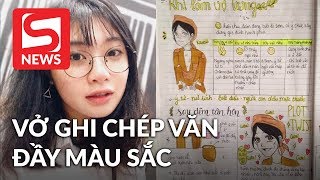 Thích thú với cuốn vở ghi chép Văn đầy màu sắc của nữ sinh mê vẽ [upl. by Ecnesse]