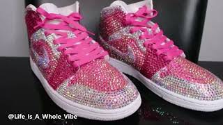 DIY RHINESTONE BLING JORDAN 1S  CUSTOMIZED BIRTHDAY SHOES [upl. by Esojnauj]