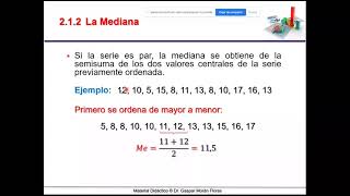 2 Estadística  Medidas de tendencia central para datos no agrupados [upl. by Selig346]