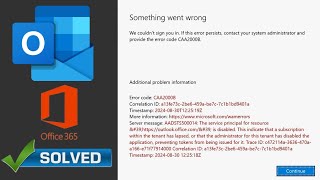 AADSTS500014 The service principal for resource disabled  Outlook not able to connect office 365 [upl. by Easter]