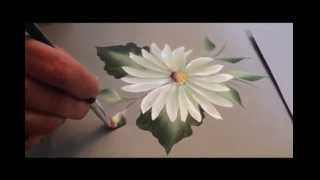 One Stroke How To Paint A Daisy [upl. by Aicirtac]