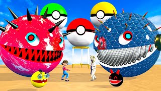 ROBOT PACMAN VS MS PACMAN VS PACMAN MONSTER GAME EAT 7 COLOR CREAM  ARENA CHALLENGE ICAP PYRAMID [upl. by Granger459]