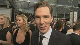 Oscars 2014 Benedict Cumberbatchs excitement on the red carpet [upl. by Oruntha414]