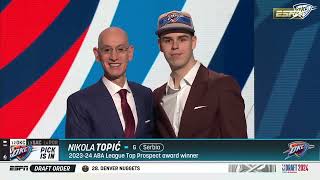 The Oklahoma City Thunder selects Nikola Topić with the 12th pick in the 2024 NBA Draft ⚡ [upl. by Aisha]